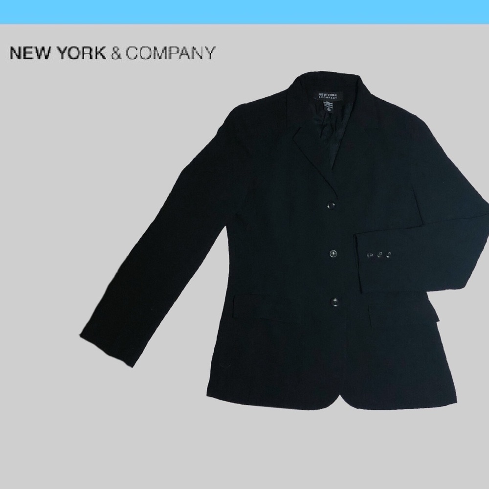 New York & Co Black Crepe 3-Button Blazer